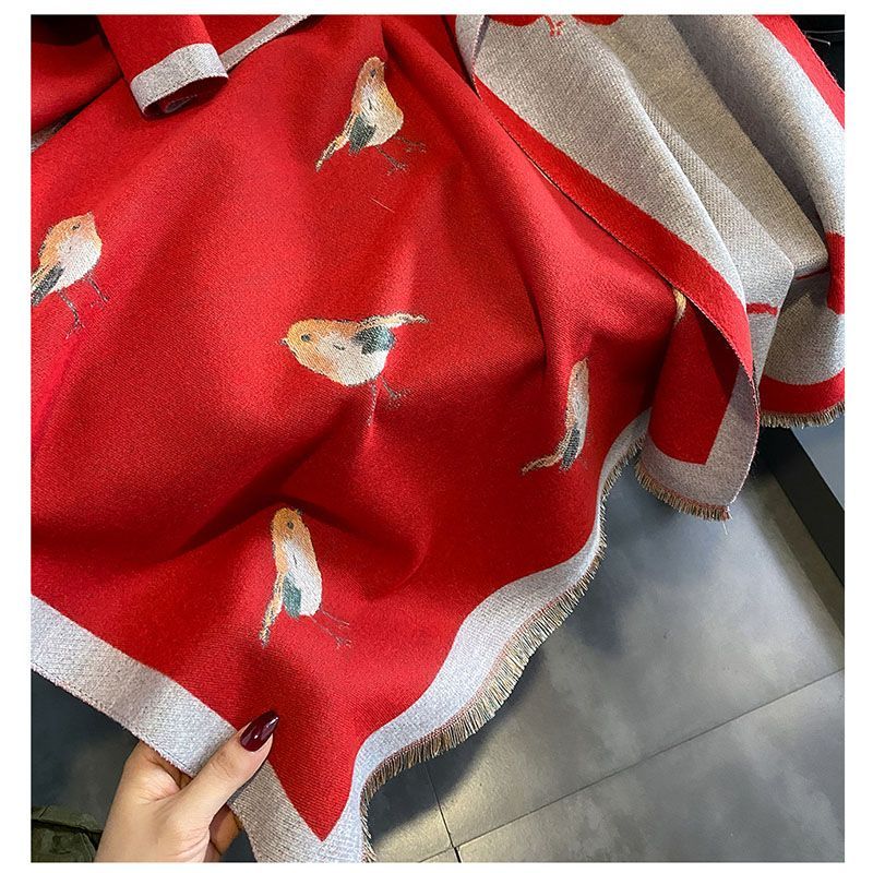 Light luxury fashion senior sense of one hundred magpie faux cashmere ladies winter new warm shawl scarf_voghion.com