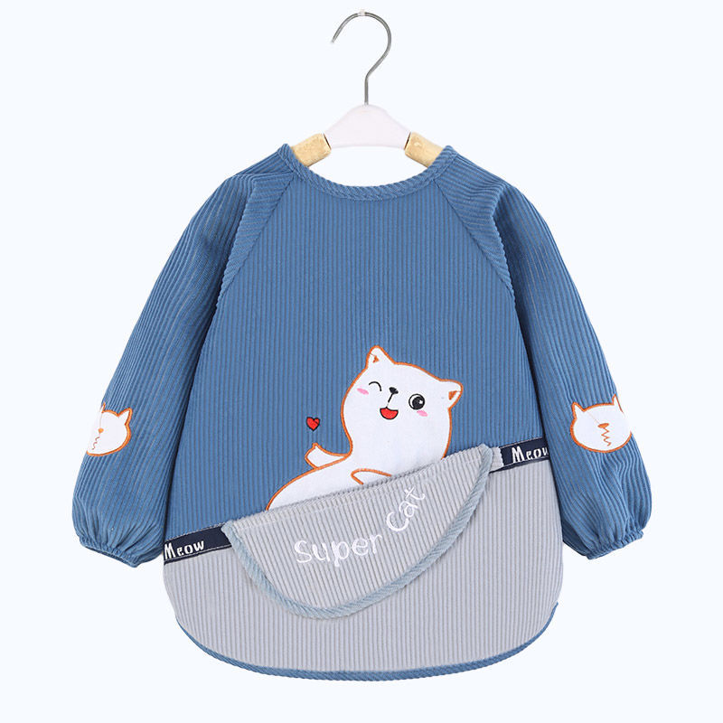 Children's gown baby eating waterproof anti-dirty apron autumn and winter boys and girls reverse dressing baby bib long sleeves