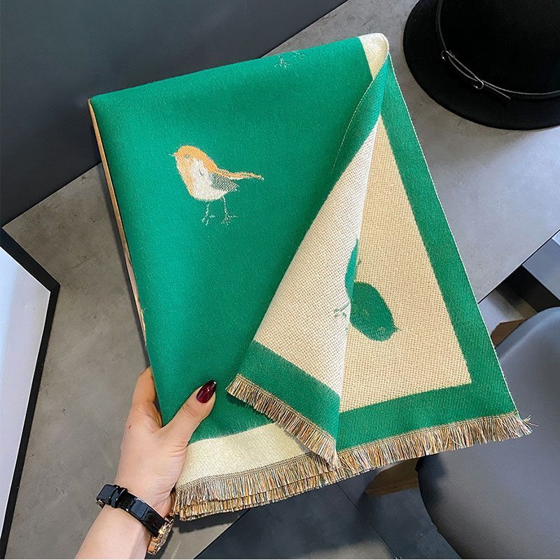 Light luxury fashion senior sense of one hundred magpie faux cashmere ladies winter new warm shawl scarf_voghion.com