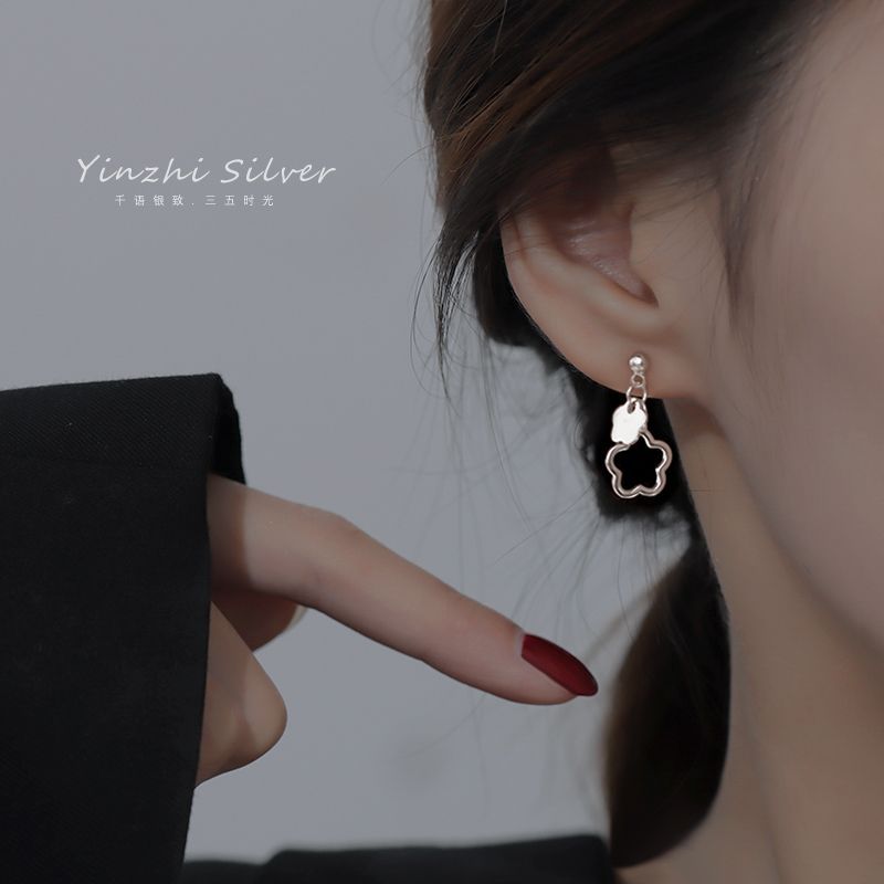 S925純銀耳釘耳墜耳環女小眾設計2023新款潮高級感輕奢耳飾