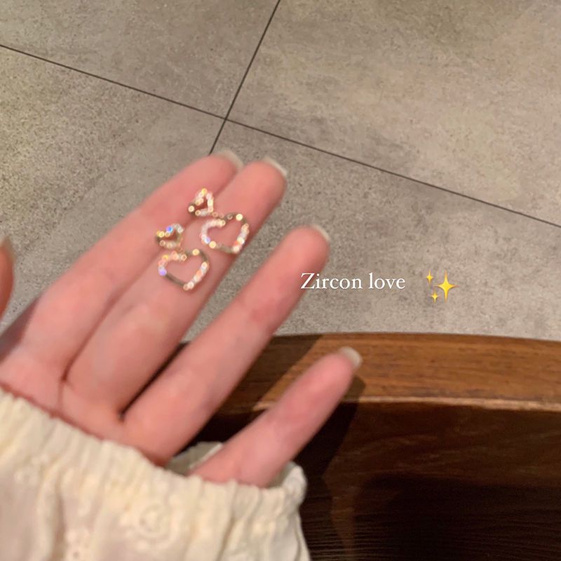 純銀耳釘愛心耳環氣質高級感輕奢大氣小眾精緻耳飾女2023年新款潮