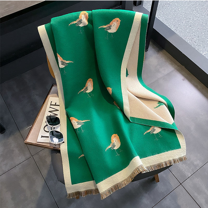 Light luxury fashion senior sense of one hundred magpie faux cashmere ladies winter new warm shawl scarf_voghion.com