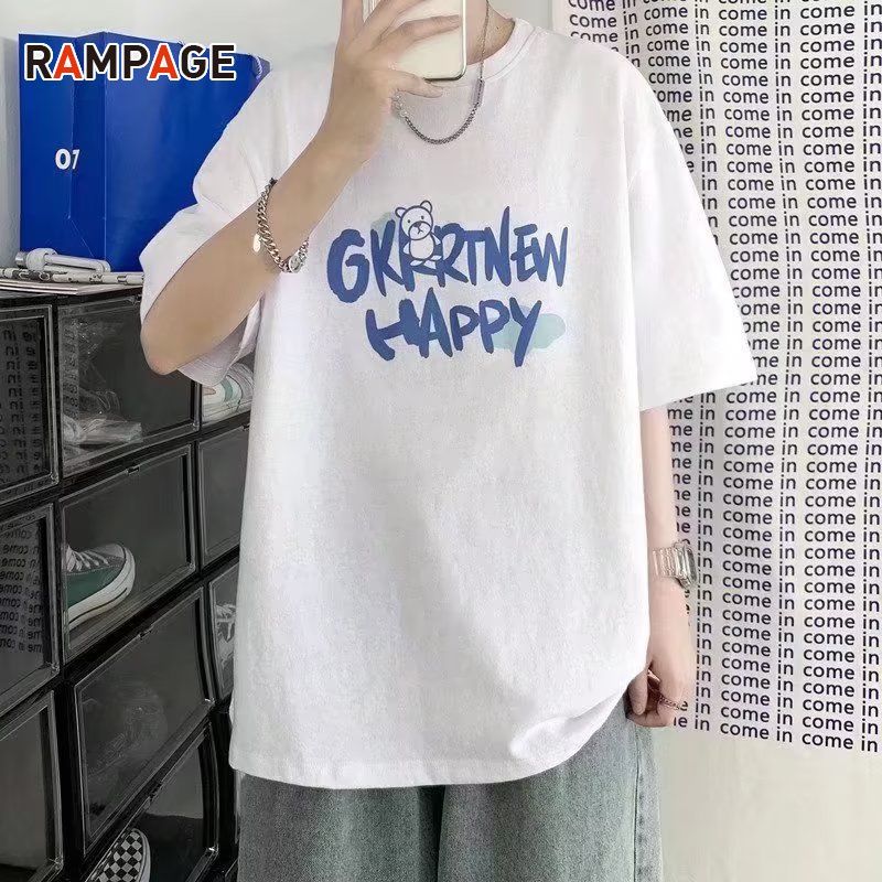 港風夏季短袖t恤男文藝ins寬鬆大碼學院短袖韓版休閒百搭情侶T恤