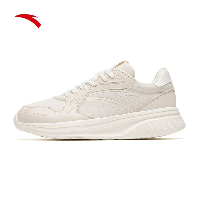 ANTA casual for men in autumn summer, breathable lightweight leather surface, trendy and versatile running, white thick_voghion.com