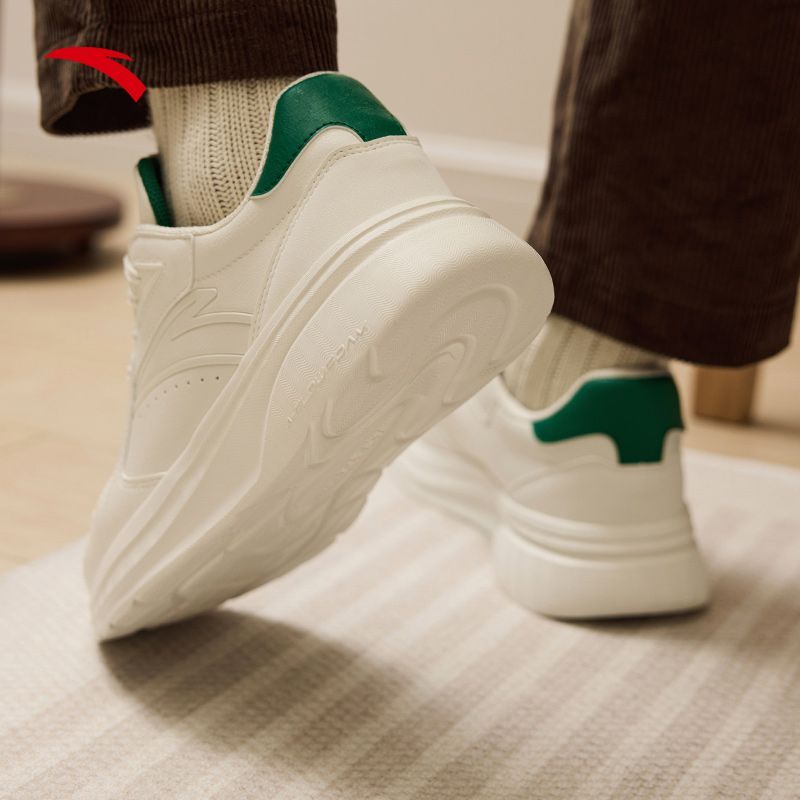 ANTA casual for men in autumn summer, breathable lightweight leather surface, trendy and versatile running, white thick_voghion.com
