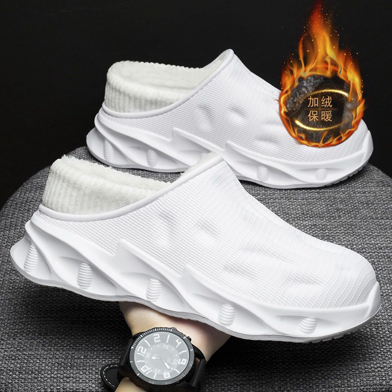  new winter cotton slippers men's outer wear durable non-slip warm Baotou couple two cotton plus velvet thick