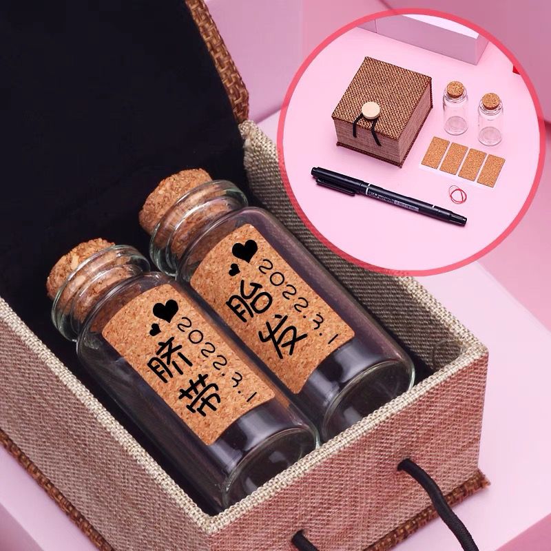 婴儿胎发纪念品diy自制宝宝胎毛收纳瓶制作新生儿肚脐脐带收藏盒