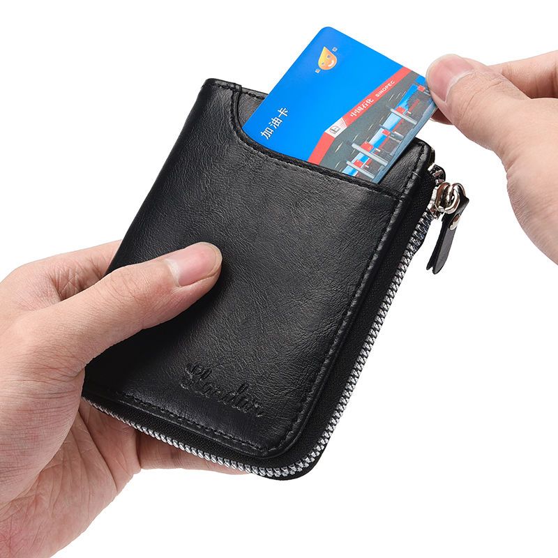 男士钱包竖款青年学生拉链个性多功能卡包一体男式皮夹子横款钱夹