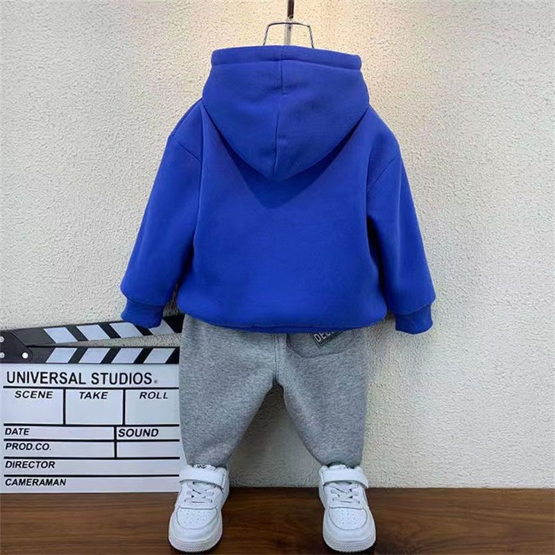Boys Korean version of the hooded sweater 2022 new autumn and winter children's clothing baby simple trend middle and small children's all-match tops tide