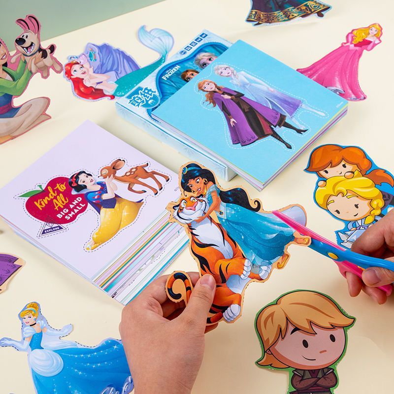 迪士尼公主趣味剪纸儿童手工3-6岁幼儿园冰雪奇缘艾莎女孩折玩具