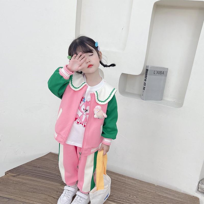 女童衛衣套裝2022秋季新款童裝中小童洋氣秋裝女寶寶春秋三件套