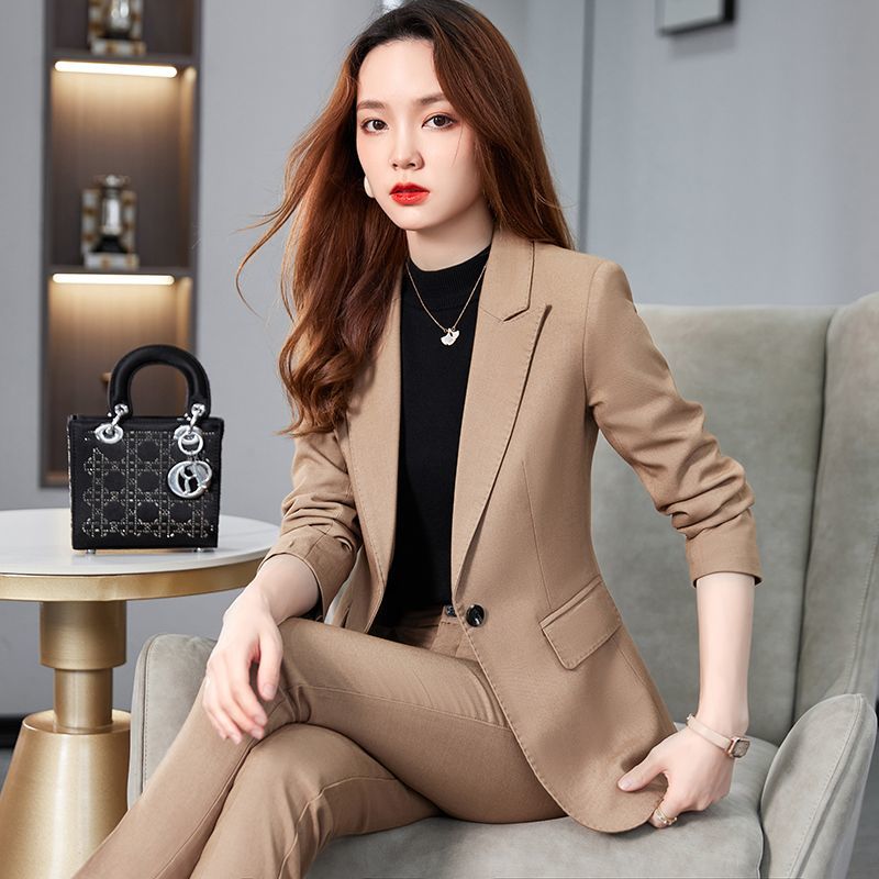 Black suit jacket female spring and autumn small back slit  new high-end suit professional formal wear