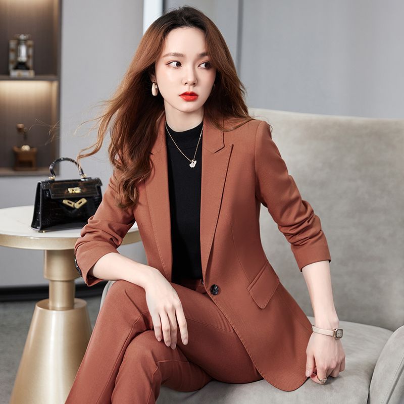 Black suit jacket female spring and autumn small back slit  new high-end suit professional formal wear