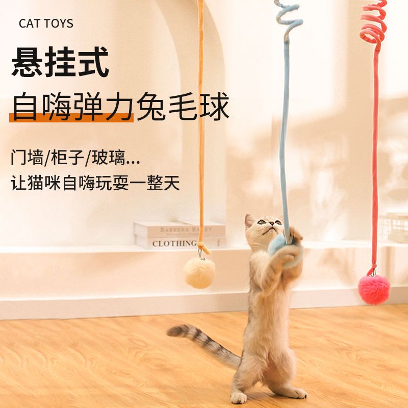 猫玩具挂门绳弹簧玩具荡秋千弹力羽毛逗猫棒幼猫自嗨解闷神器用品