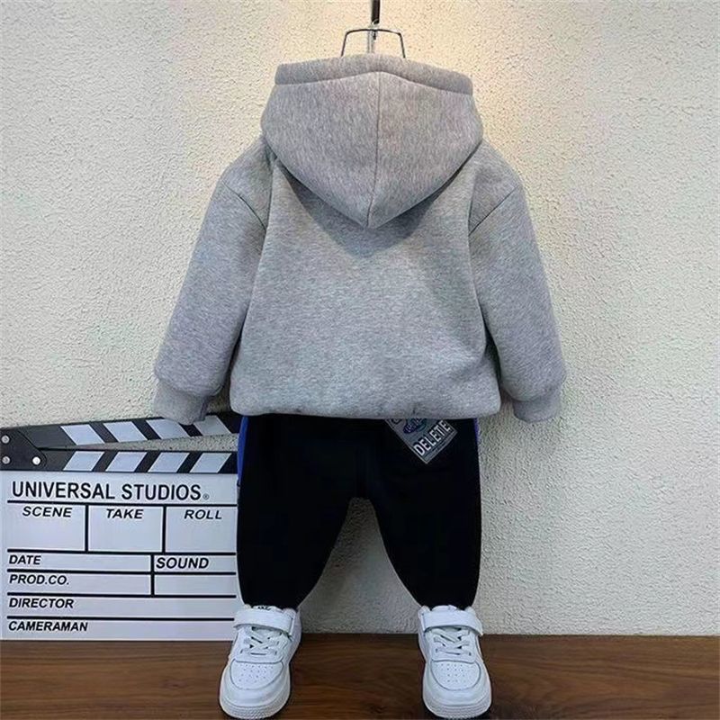 Boys Korean version of the hooded sweater 2022 new autumn and winter children's clothing baby simple trend middle and small children's all-match tops tide