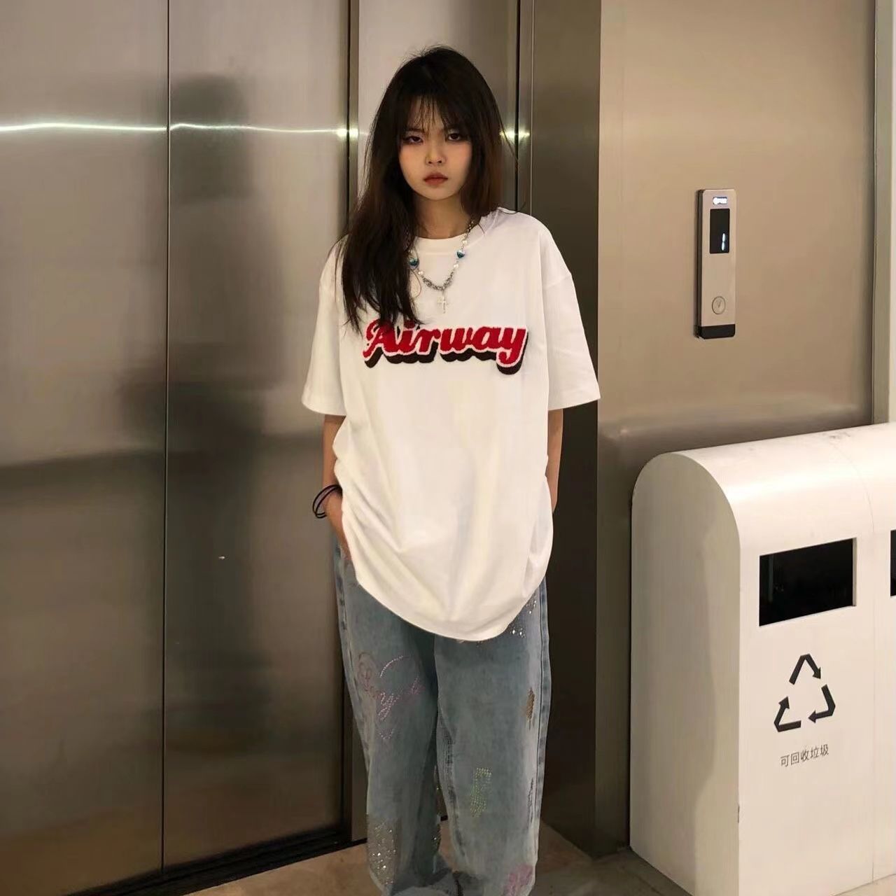 100%純棉短袖白色t恤女2022夏季寬鬆簡約字母百搭個性顯白學生潮