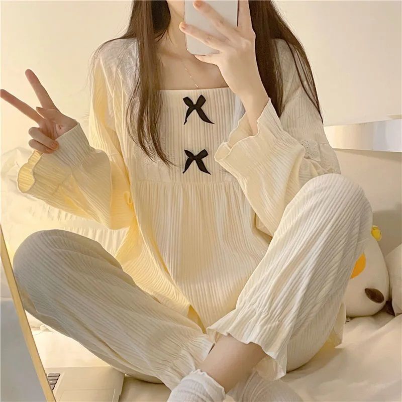 睡衣女春秋長袖2022年新款ins甜美公主風家居服兩件套