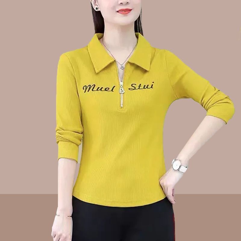 [piqué cotton] POLO collar early autumn sweater ladies 2023 autumn new letter embroidery design fashionable and foreign style
