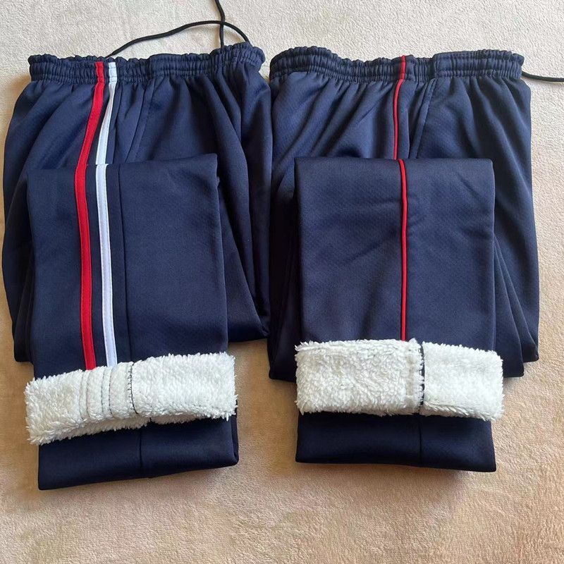 羊羔絨校服褲子冬季加厚男女一道槓兩條邊運動褲學生寬鬆保暖校褲