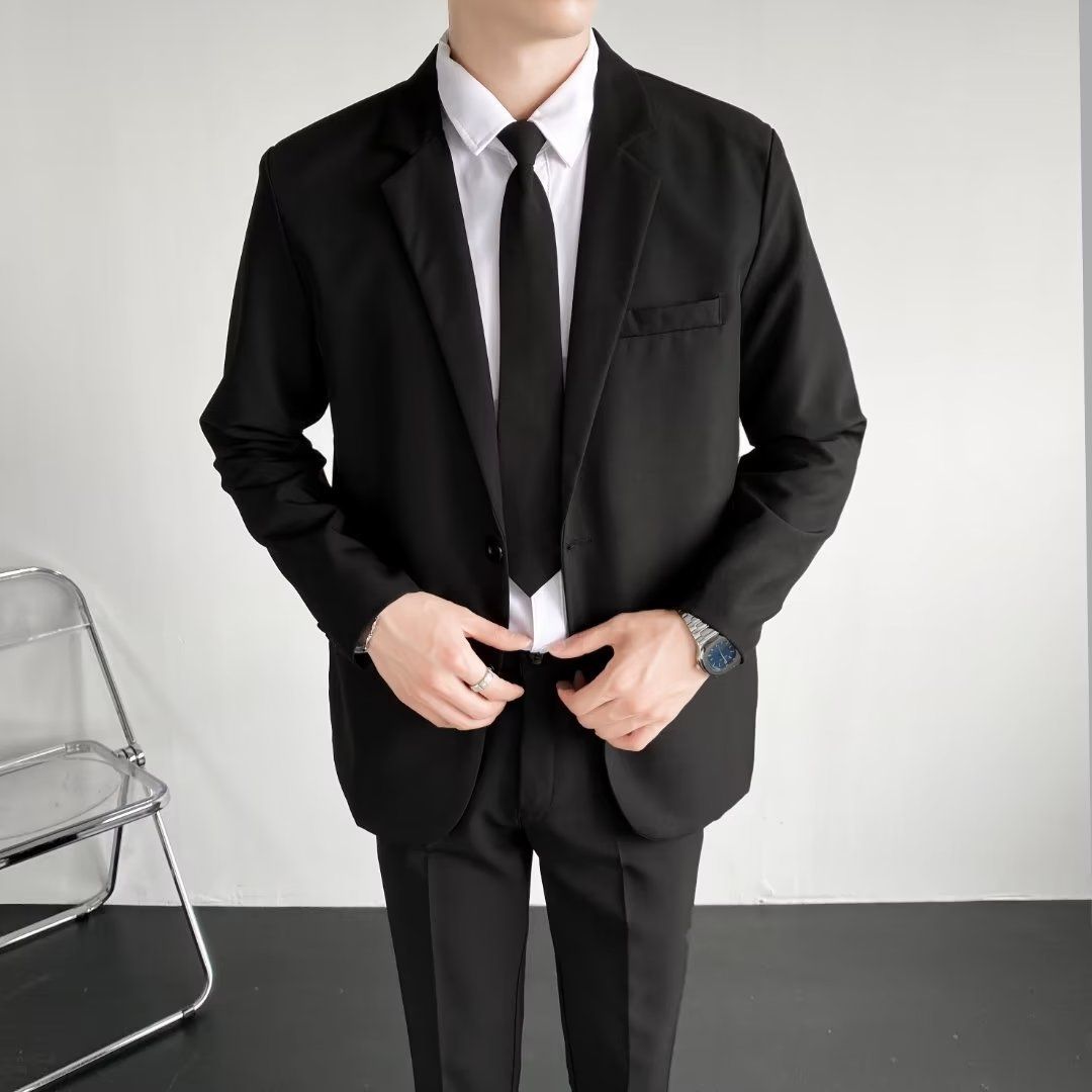 Four-piece autumn small suit men's Korean style trendy brand loose uniform ins casual class uniform suit jacket