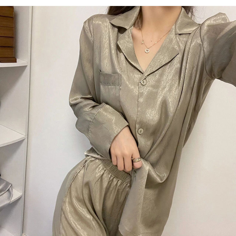 冰絲睡衣女春秋季長款薄款家居服長褲高檔透氣小香風秋款奢華親膚