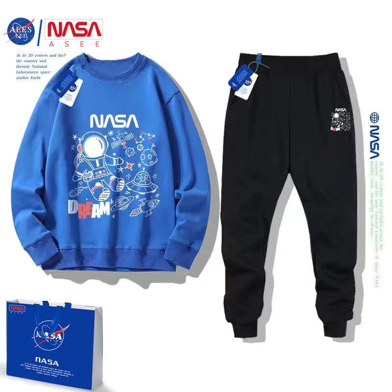 NASAAESS联名宇航男女童卫衣卫裤套装秋冬中大童儿童两件套亲子装