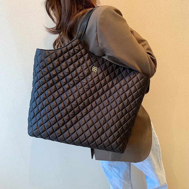 高級感包包女大容量2022新款時尚秋冬單肩包牛津布菱格通勤托特包