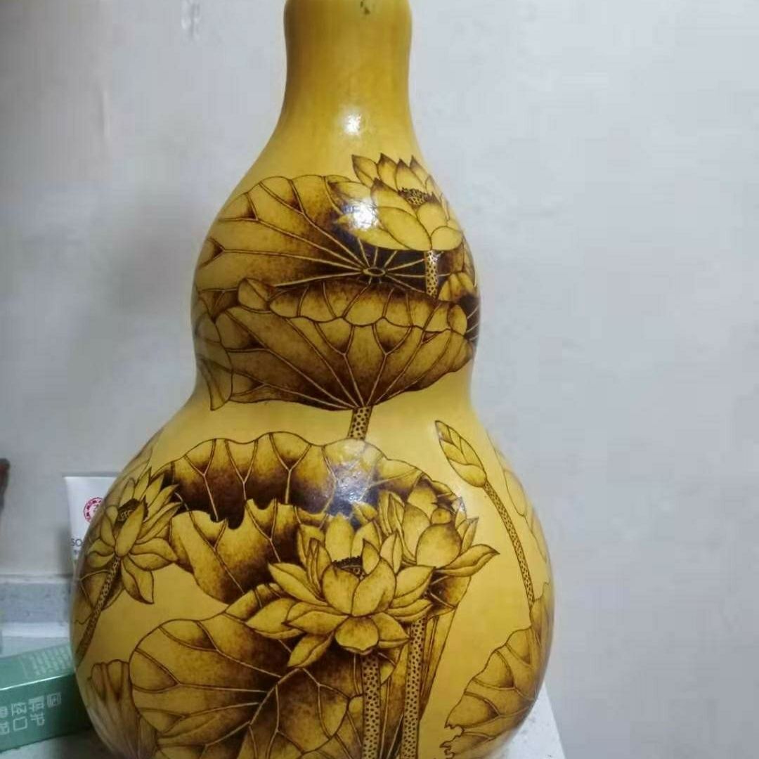 50公分大葫芦烙画满幅荷花【5月7日发完】