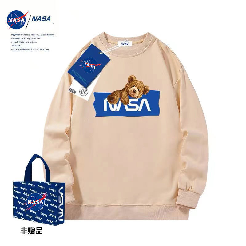 NASA官方联名秋季新款纯棉卫衣男潮流宽松休闲学生装小熊印花上衣