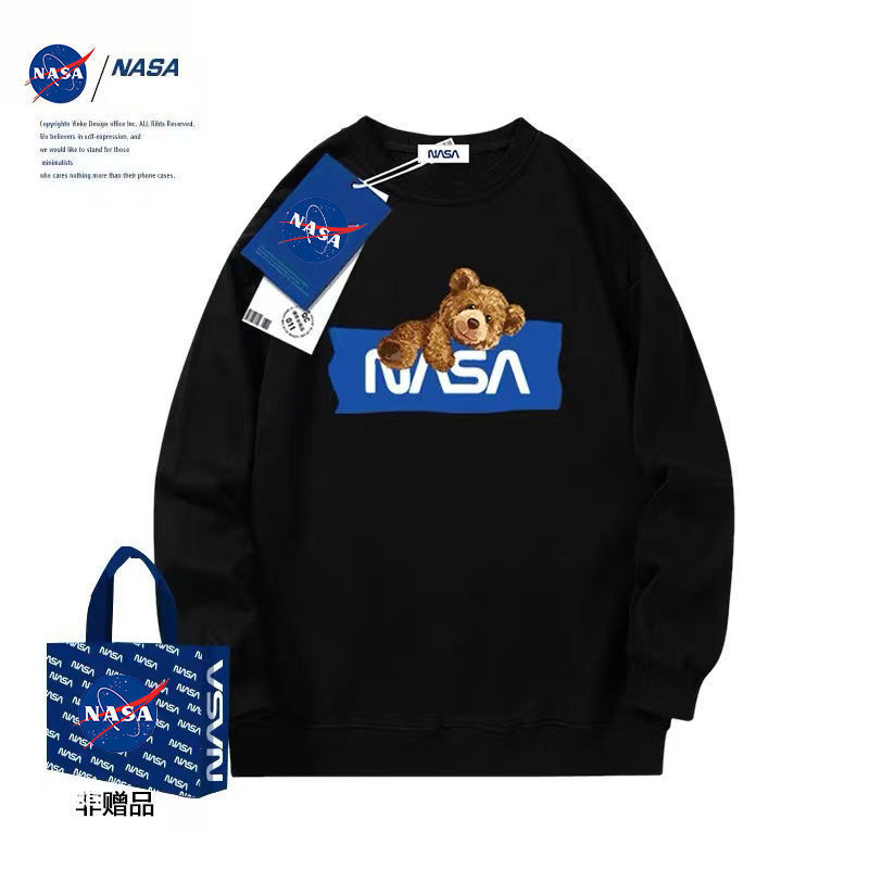 NASA官方聯名秋季新款純棉衛衣男潮流寬鬆休閒學生裝小熊印花上衣