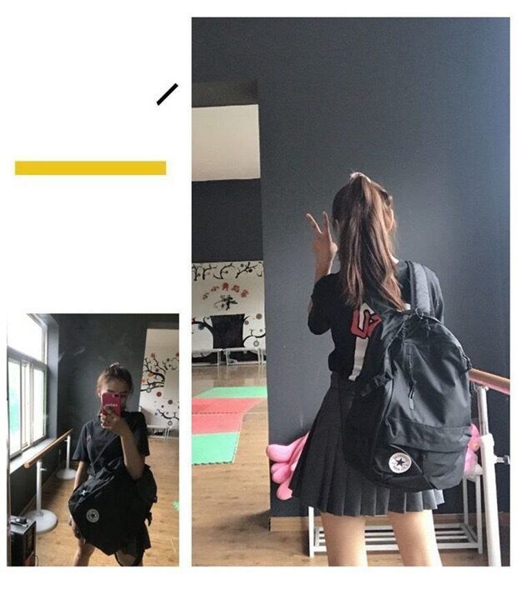 简约书包女士韩版高中学生大学生背包初中生日系百搭潮牌双肩包男
