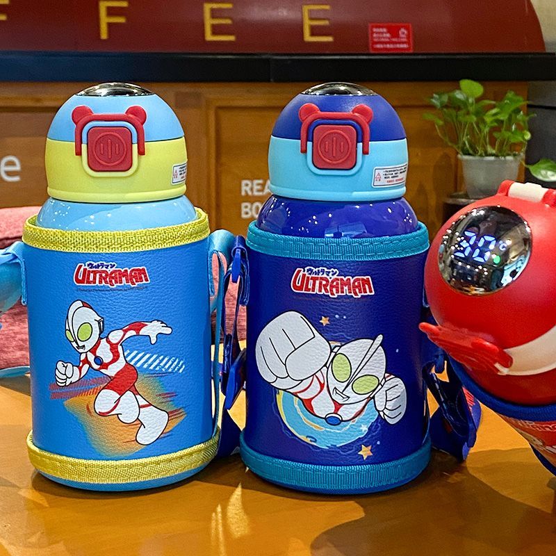 儿童保温杯卡通智能新款奥特曼防摔水杯带吸管幼儿园便携水杯