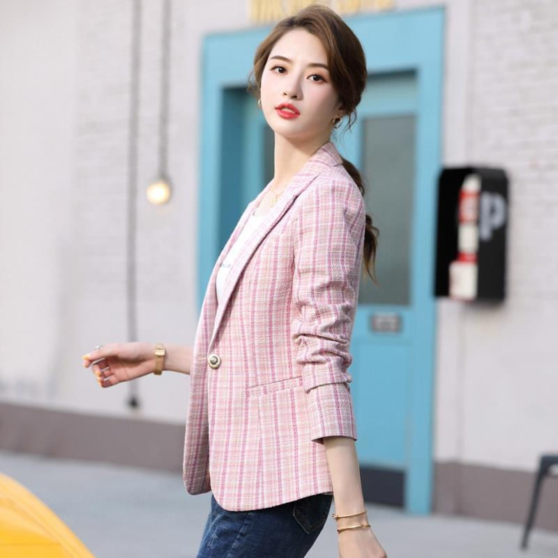 Middle-aged women's high-end suit checkered jacket 40-year-old 50-year-old mother spring and autumn small Western-style small suit top