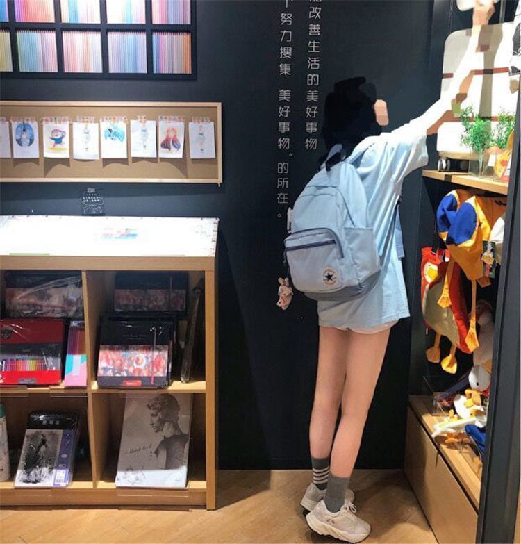 简约书包女士韩版高中学生大学生背包初中生日系百搭潮牌双肩包男