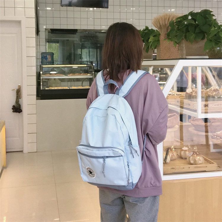 简约书包女士韩版高中学生大学生背包初中生日系百搭潮牌双肩包男