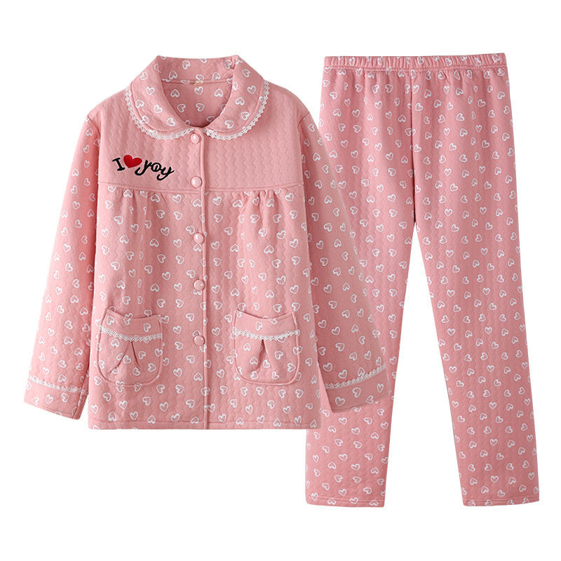 Nanjiren high-end pajamas women's autumn style thickened cotton long-sleeved home service autumn and winter air cotton interlayer cotton suit