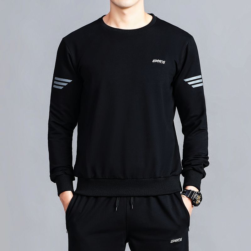 Men's fleece thickened suit autumn and winter casual wear running sportswear large size loose sweater pants two-piece set