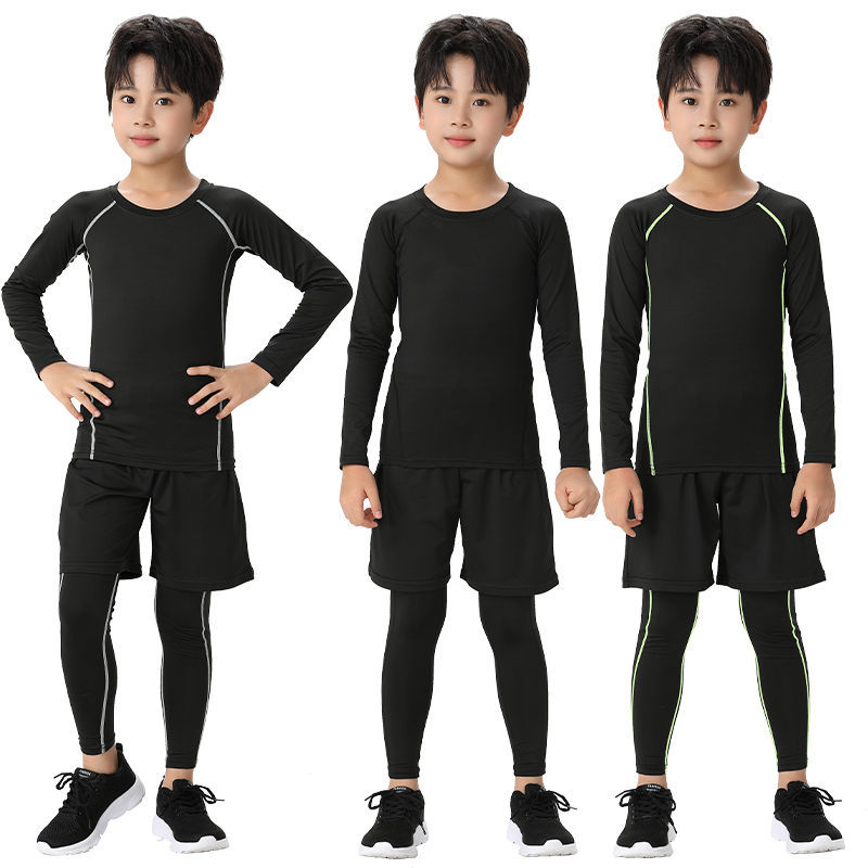 卡帝樂兒童運動套裝緊身衣跑步籃球足球長袖短袖健身服比賽訓練服