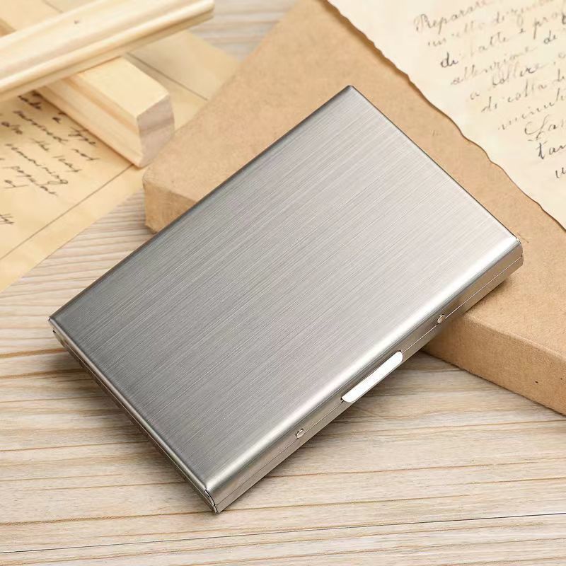 Anti-degaussing card box anti-theft brush portable compact card bag for men and women simple shielding RFID card sleeve stainless steel card holder