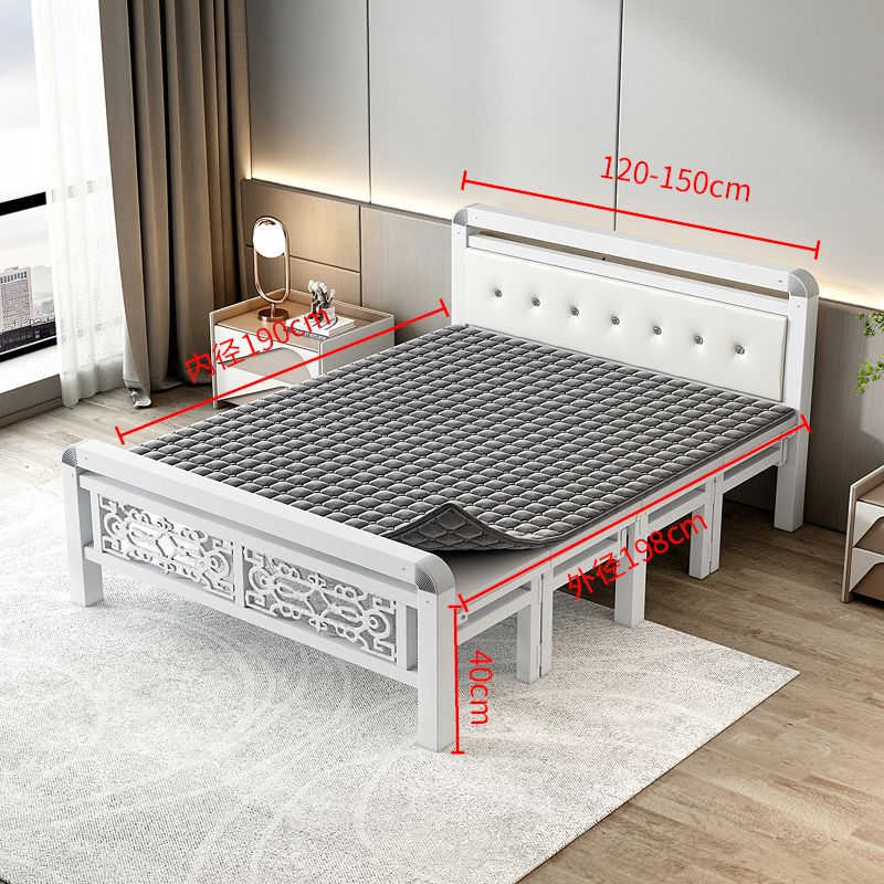 Foldable bed Four fold machine Single person Double bed Wooden bed Iron bed simple and easy noon break Portable Hard board bed Lunch break bed