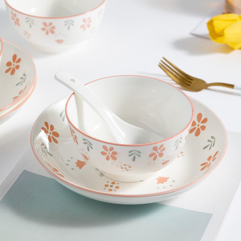 粉色仙子碗盘套装家用餐具套装全套家庭装饭碗高颜值陶瓷新款餐具