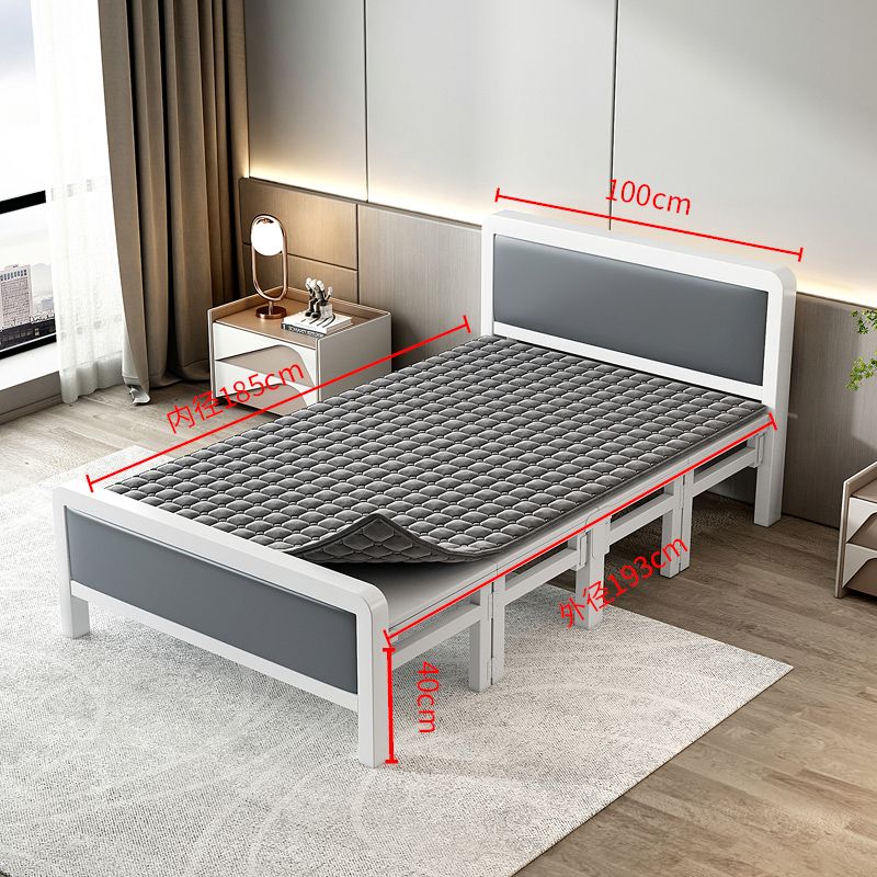 Foldable bed Four fold machine Single person Double bed Wooden bed Iron bed simple and easy noon break Portable Hard board bed Lunch break bed