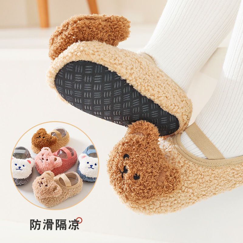 Baby floor socks baby shoes winter thickened plus velvet indoor shoes children's non-slip soft bottom toddler shoes newborn early education shoes