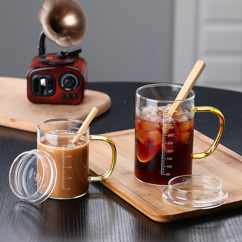 Glass With Scale, Water Breakfast Household Heat-Resistant Microwave Milk Tea Cup, Juice Cup_voghion.com