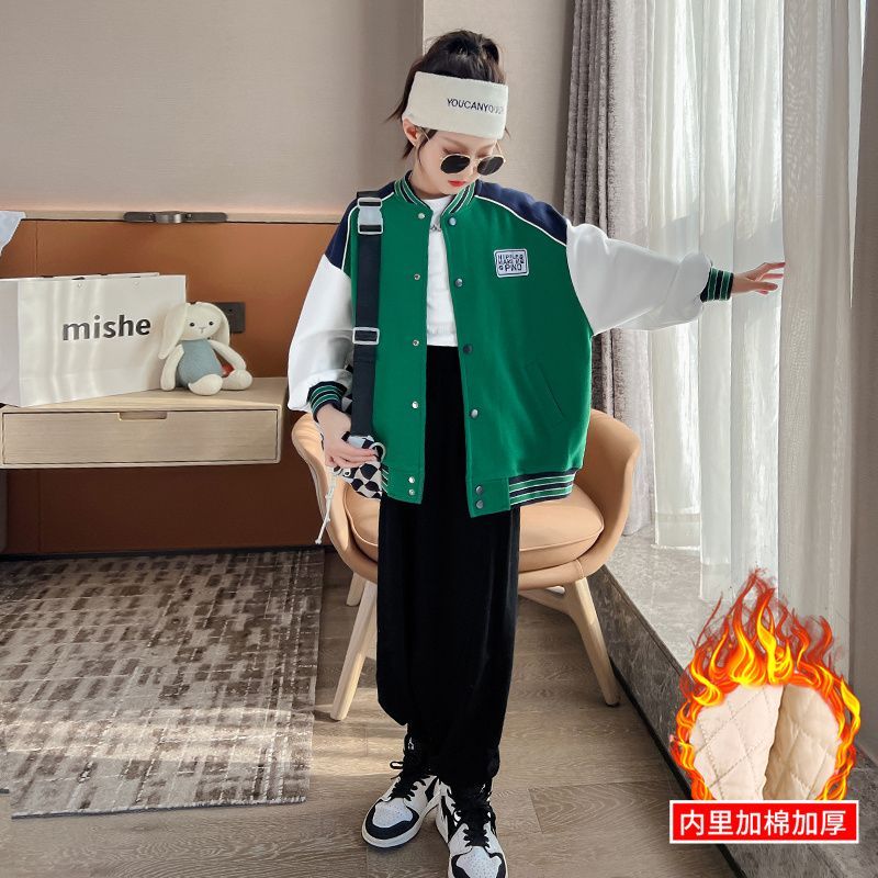 Girls' jacket spring and autumn new foreign style net red children's baseball uniform autumn clothing 2023 spring middle and big children's children's clothing top