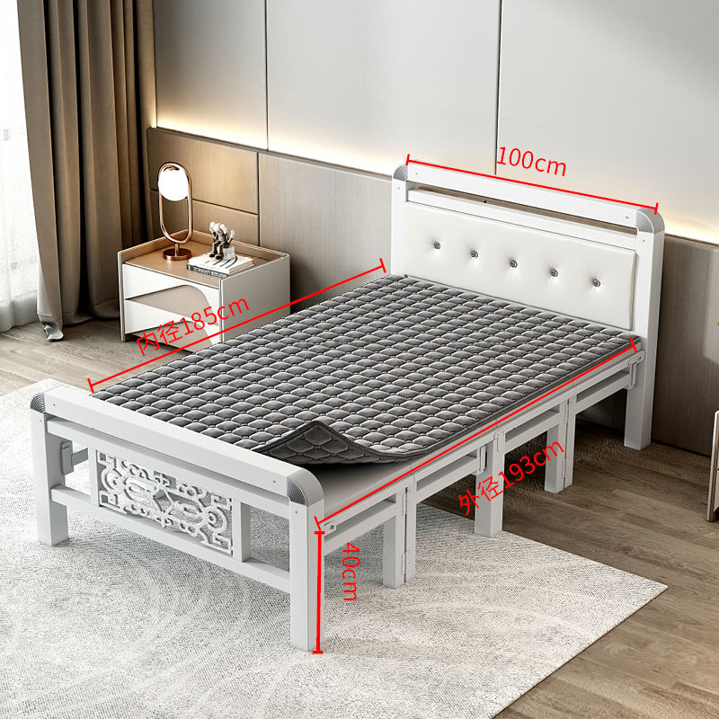 Foldable bed Four fold machine Single person Double bed Wooden bed Iron bed simple and easy noon break Portable Hard board bed Lunch break bed