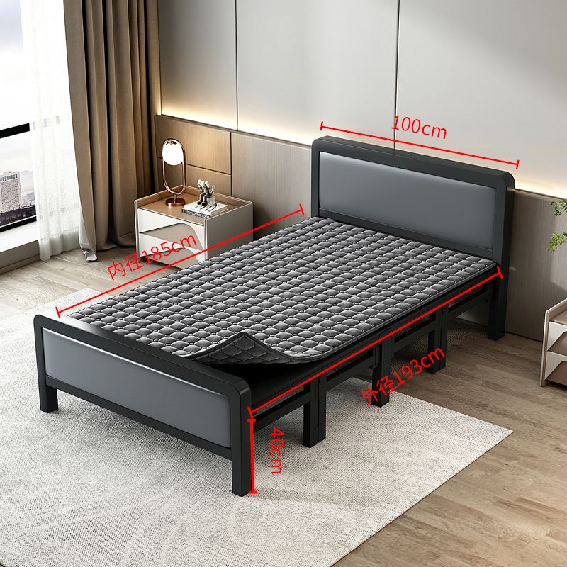 Foldable bed Four fold machine Single person Double bed Wooden bed Iron bed simple and easy noon break Portable Hard board bed Lunch break bed