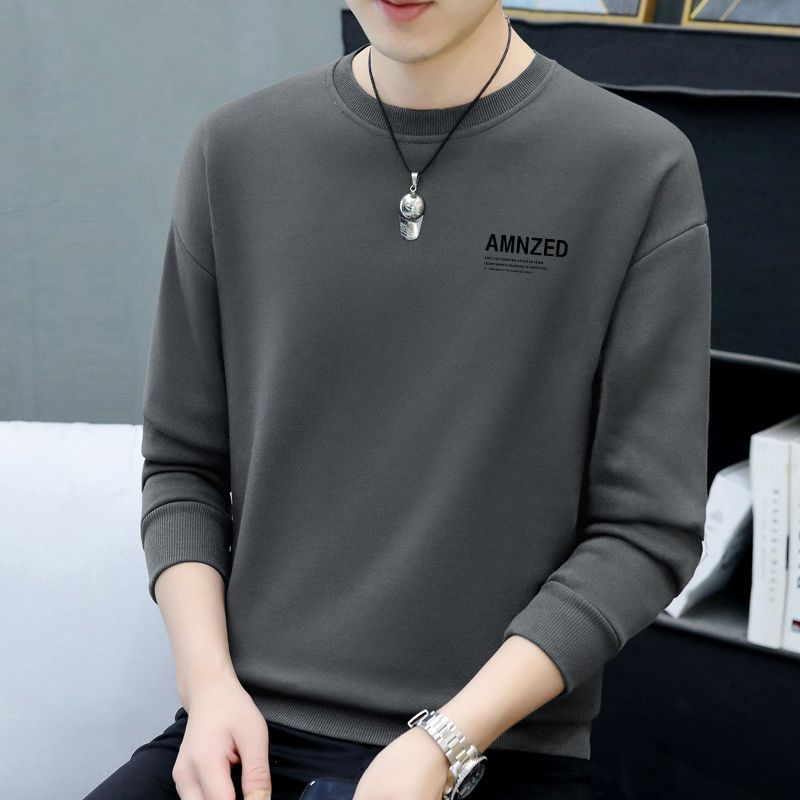 High-end men's sweatshirts 2023 spring, autumn and winter new round neck versatile hoodless pullover men's long-sleeved T-shirt jacket