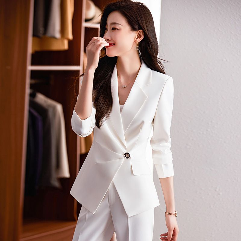 High-end suit suit female spring and autumn fashion commuting professional temperament goddess Fan Yujie fried street suit overalls