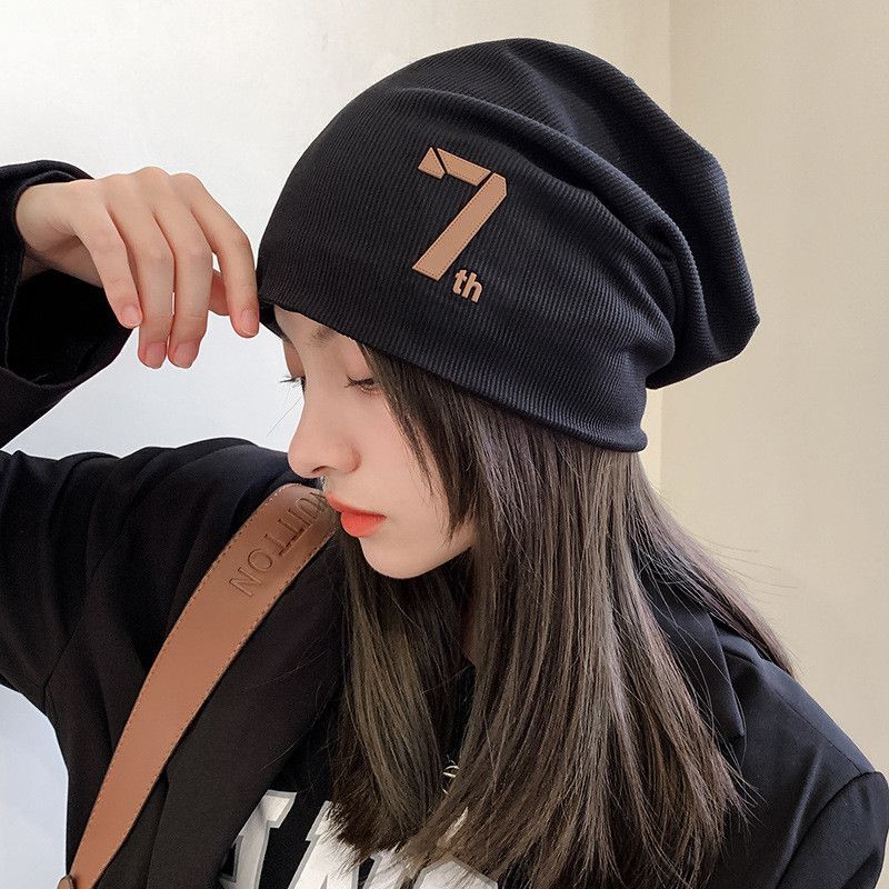 Hat female spring and autumn ins Korean version tide all-match wool toe cap cold hat Japanese pullover knitted pile hat